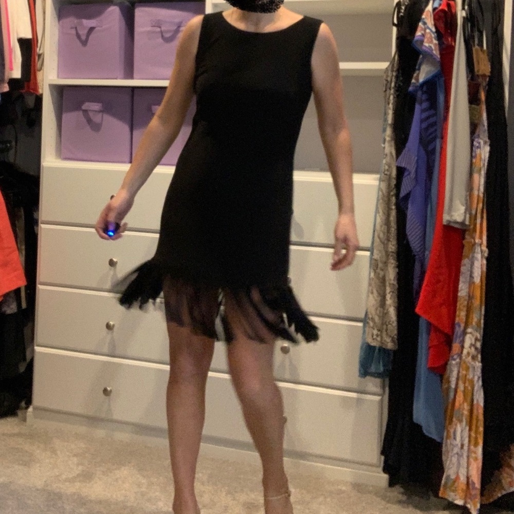 Bebe fringe black dress